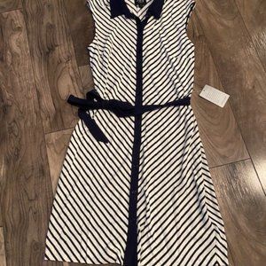 eci Striped Tank Dress with Collar